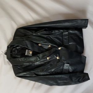 NEW Laundry By Shelli Segal Faux Leather Double Breasted Jacket